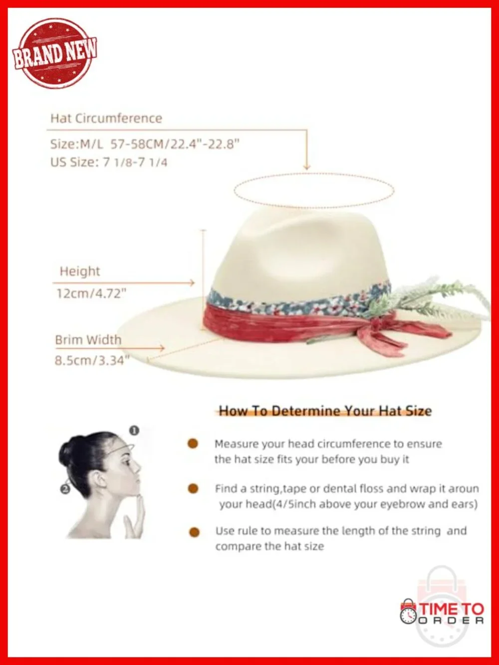 Wide Brim Fedora Hat for Men Women - Felt Hat with Gift Box